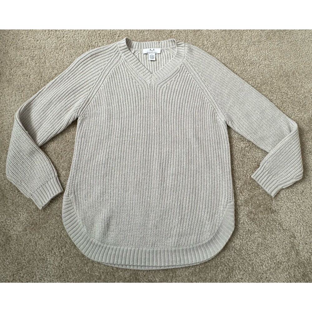 Magaschoni v-neck tunic sweater Women’s size Small S Gray Knit Pullover Women